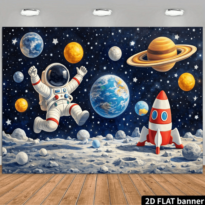 Event Launch Party - Rocket launches 2D flat wall fabric,