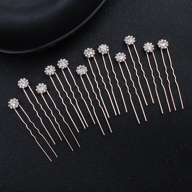 Event Suppliers - 12PK/Set Fashion Rhinestone Flower Cute Hairpin