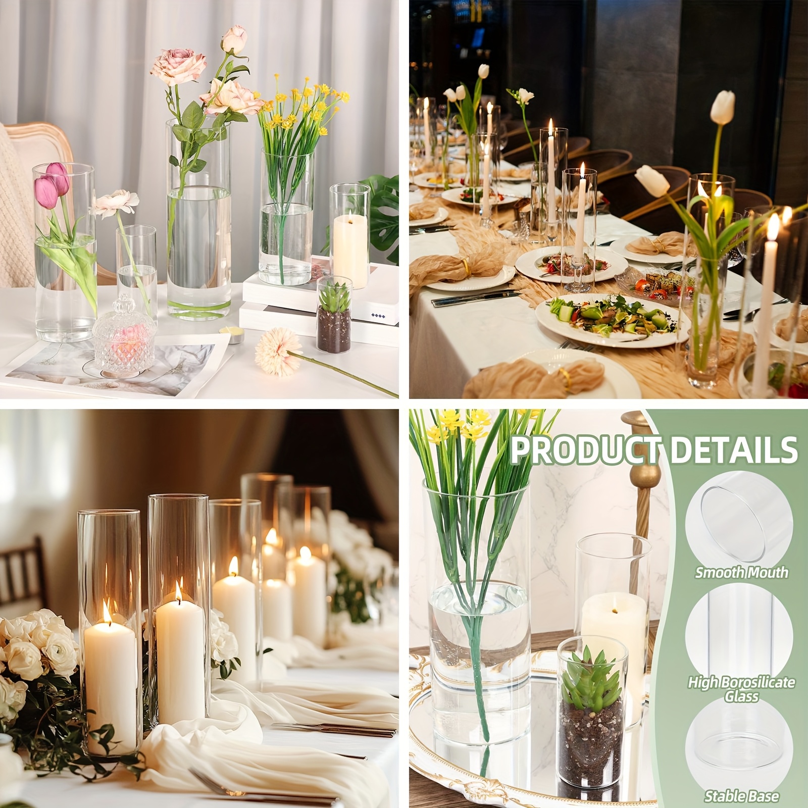 Centerpiece Stick - Set of 35 High-Quality Thick Glass