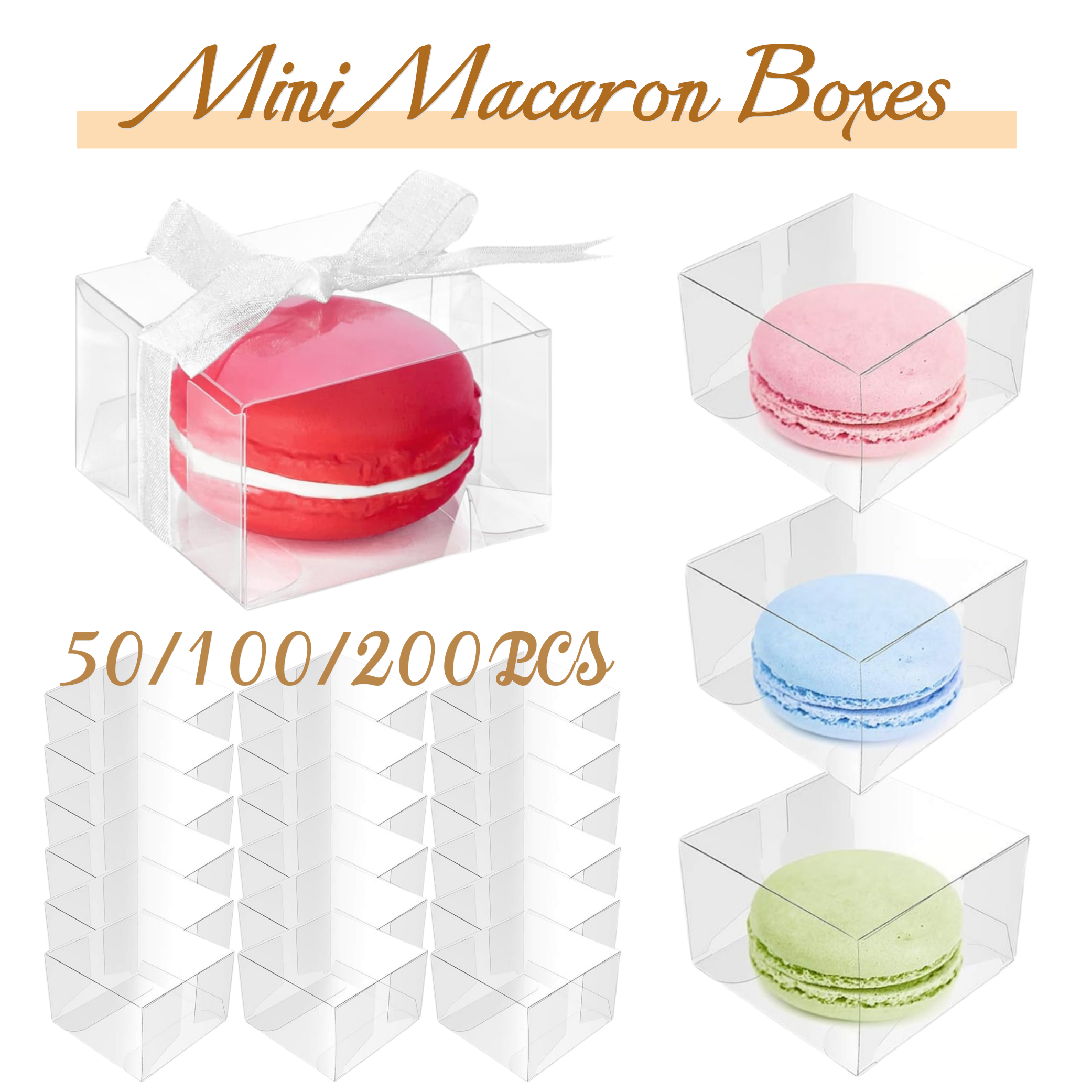 Event Party Box - 50-200Pcs Mini Macaron Boxes Cookies Boxes