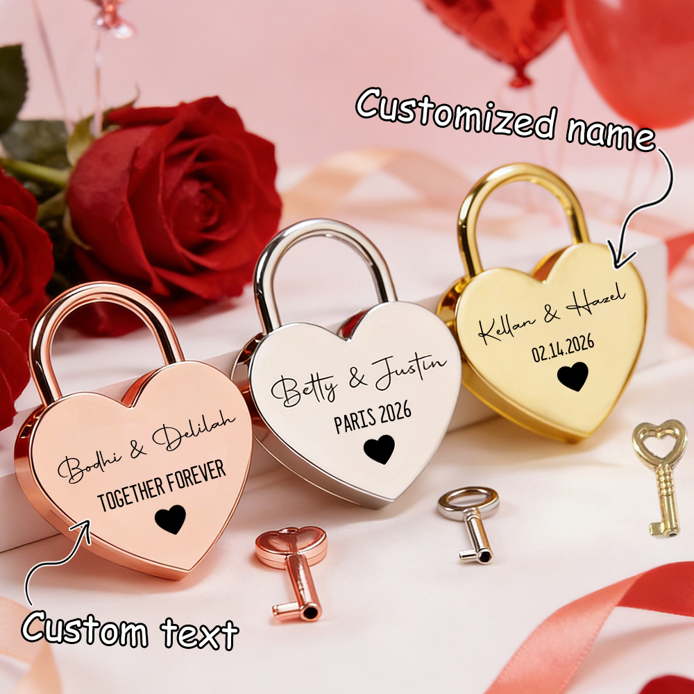 Eve Party - Custom Name Heart-Shaped Padlock Personalized Name