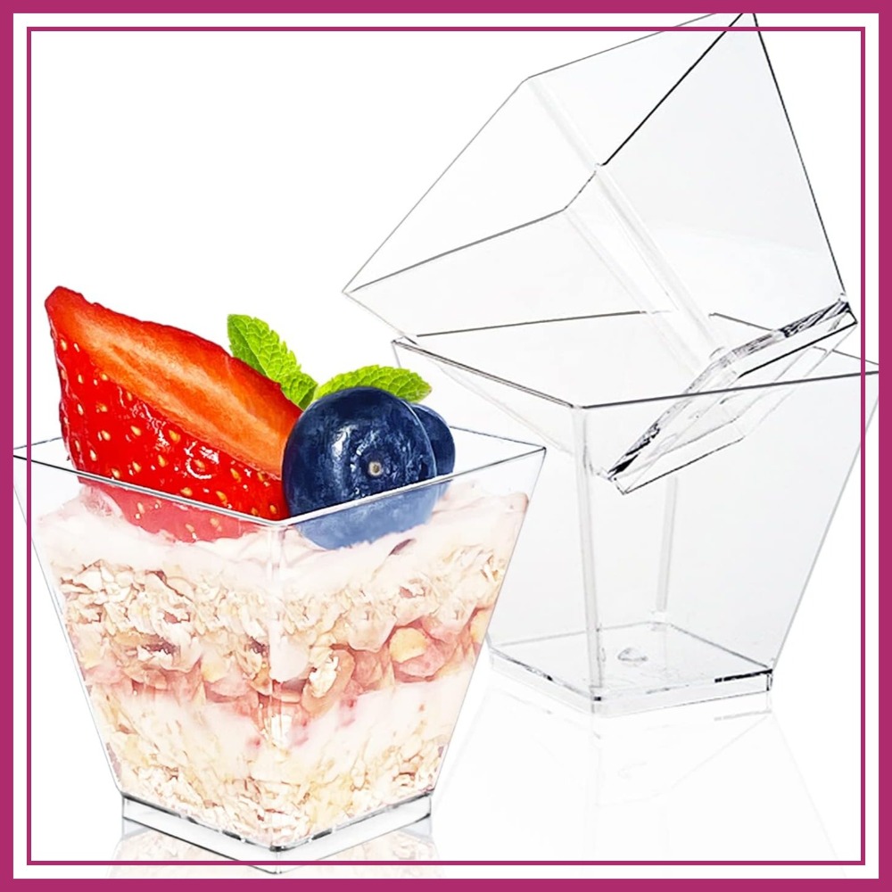 Plastic Cup 50Pcs - 50Pcs Square Mini Plastic Dessert Cups,