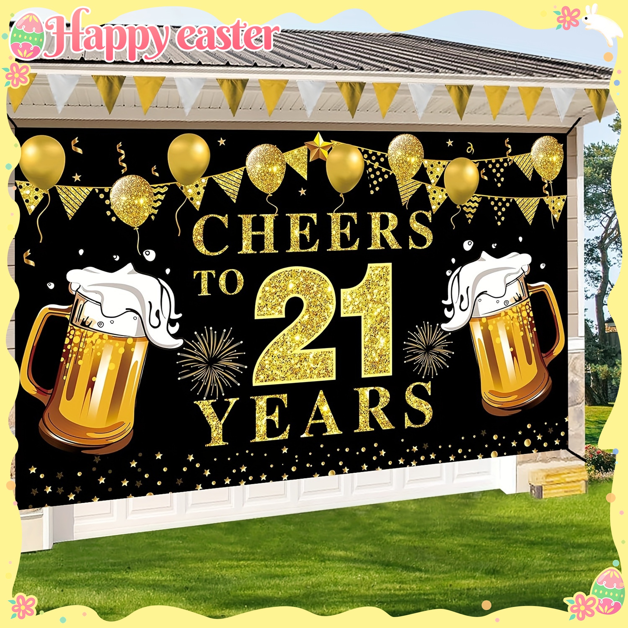 21st Birthday Celebration Bann - Party Banner Gold review and price