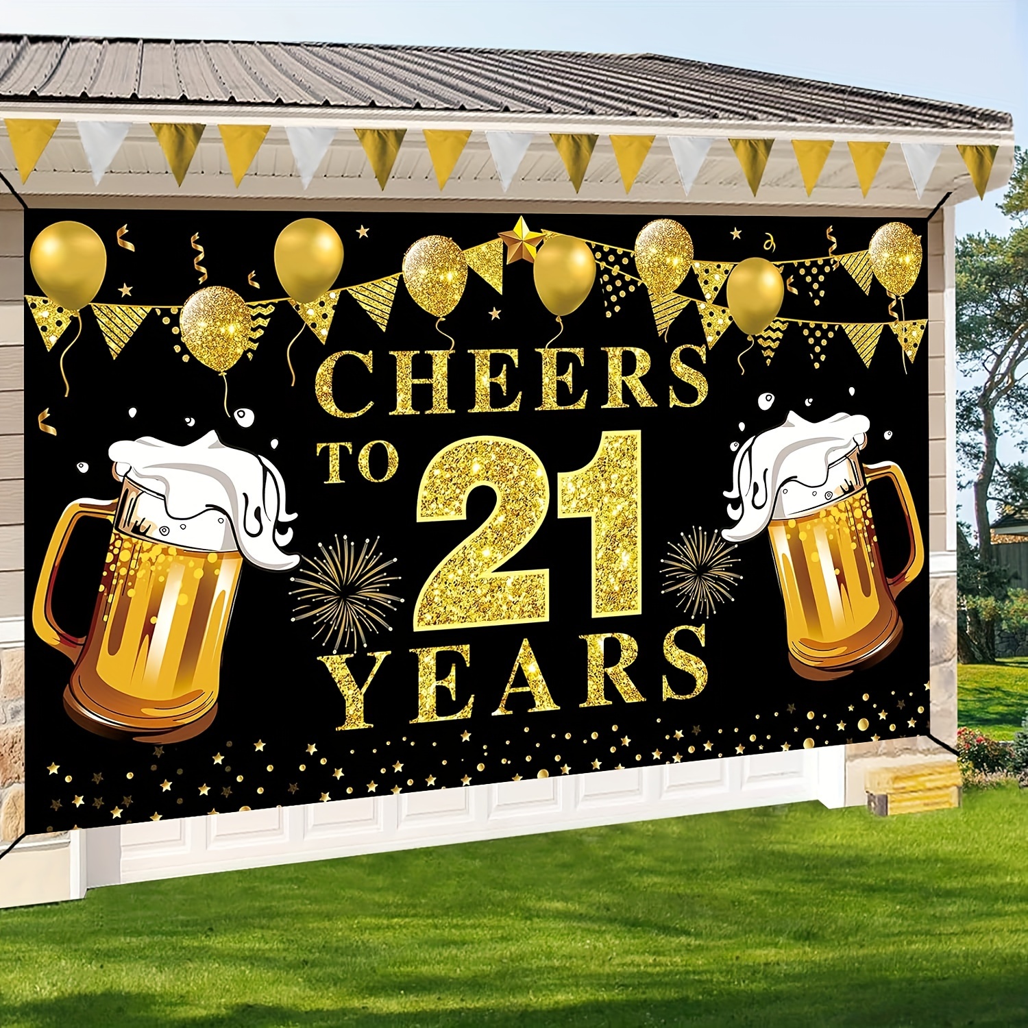 21st Birthday Celebration Bann - Party Banner Gold review and price
