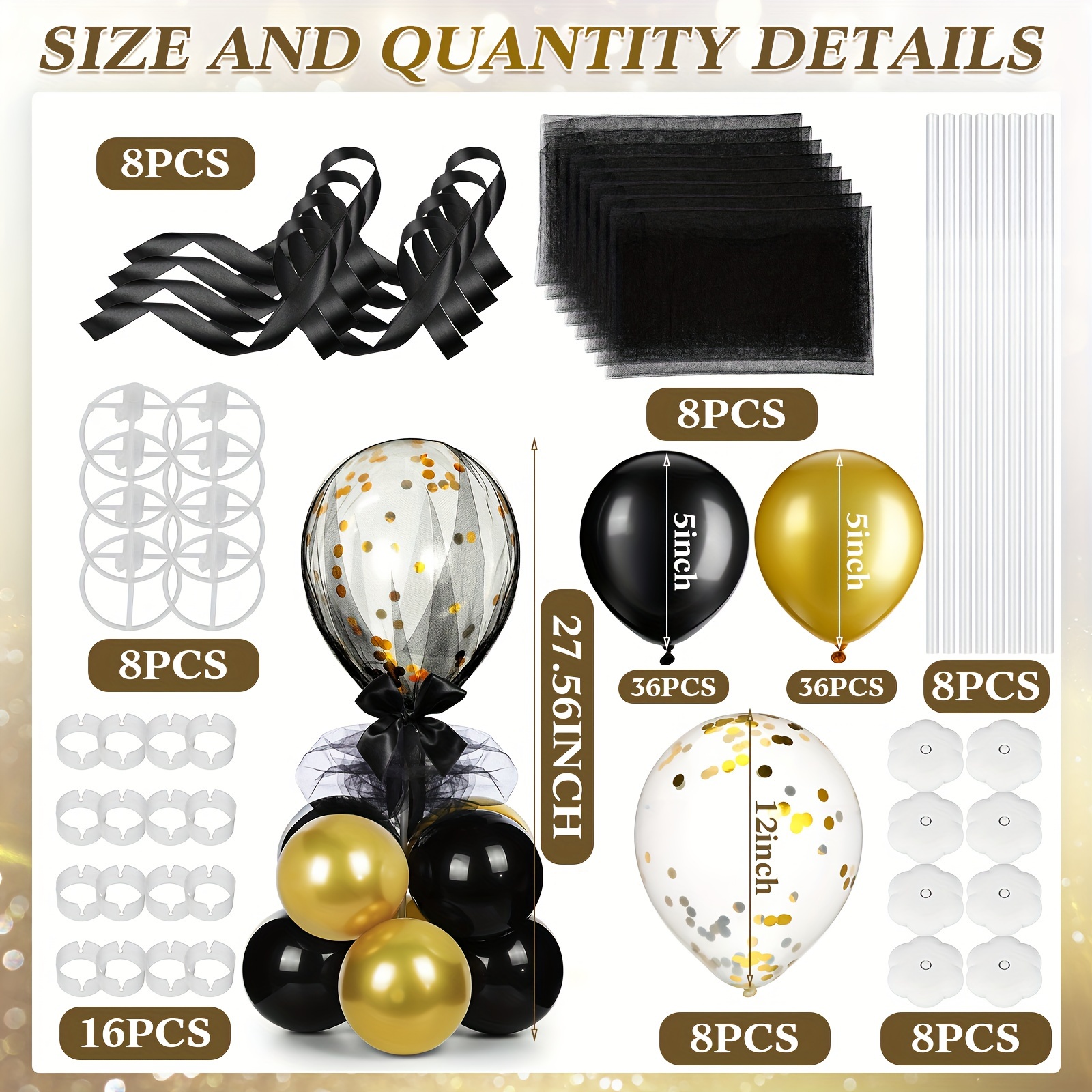 8 Set, Black & Gold Balloon Ce - Centerpiece Stick review and price