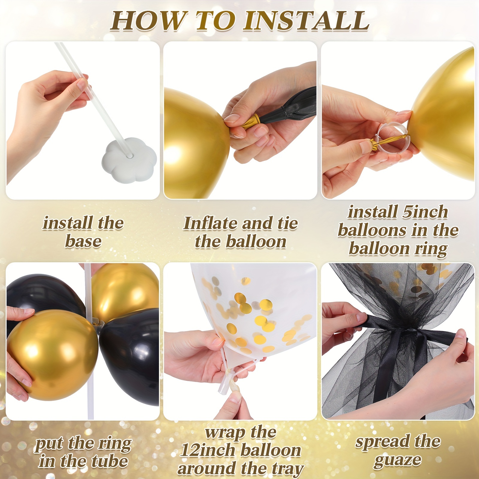 8 Set, Black & Gold Balloon Ce - Centerpiece Stick review and price