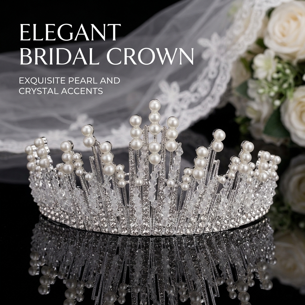 Bridal Pearl Crown Headpiece E - Event & Party Supply Photos review and price
