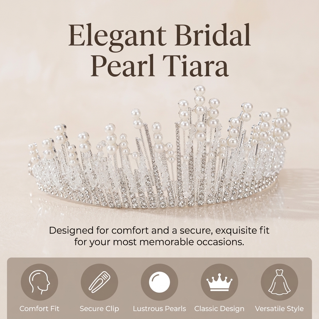 Bridal Pearl Crown Headpiece E - Event & Party Supply Photos review and price