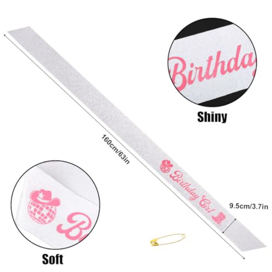 Birthday Girl Sash Pink Disco  - Birthday Sash Glitter review and price