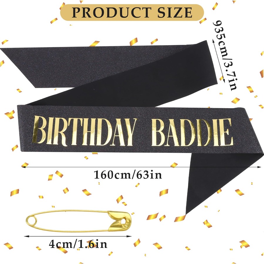 BIRTHDAY BADDIE Sash Black Gli - Birthday Sash Glitter review and price