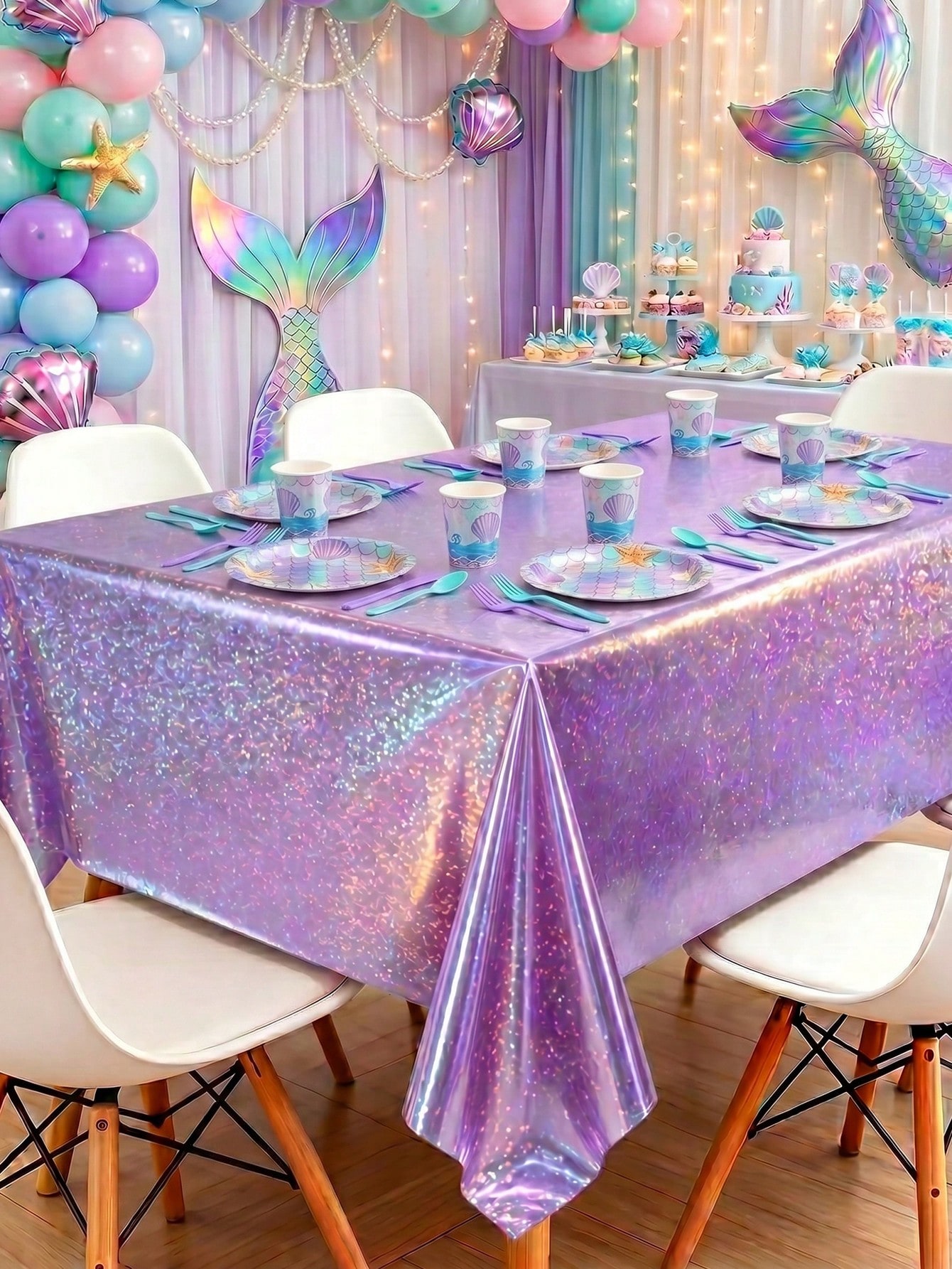 1pc Laser Purple Disposable Ta - Table Cloth Disposable review and price