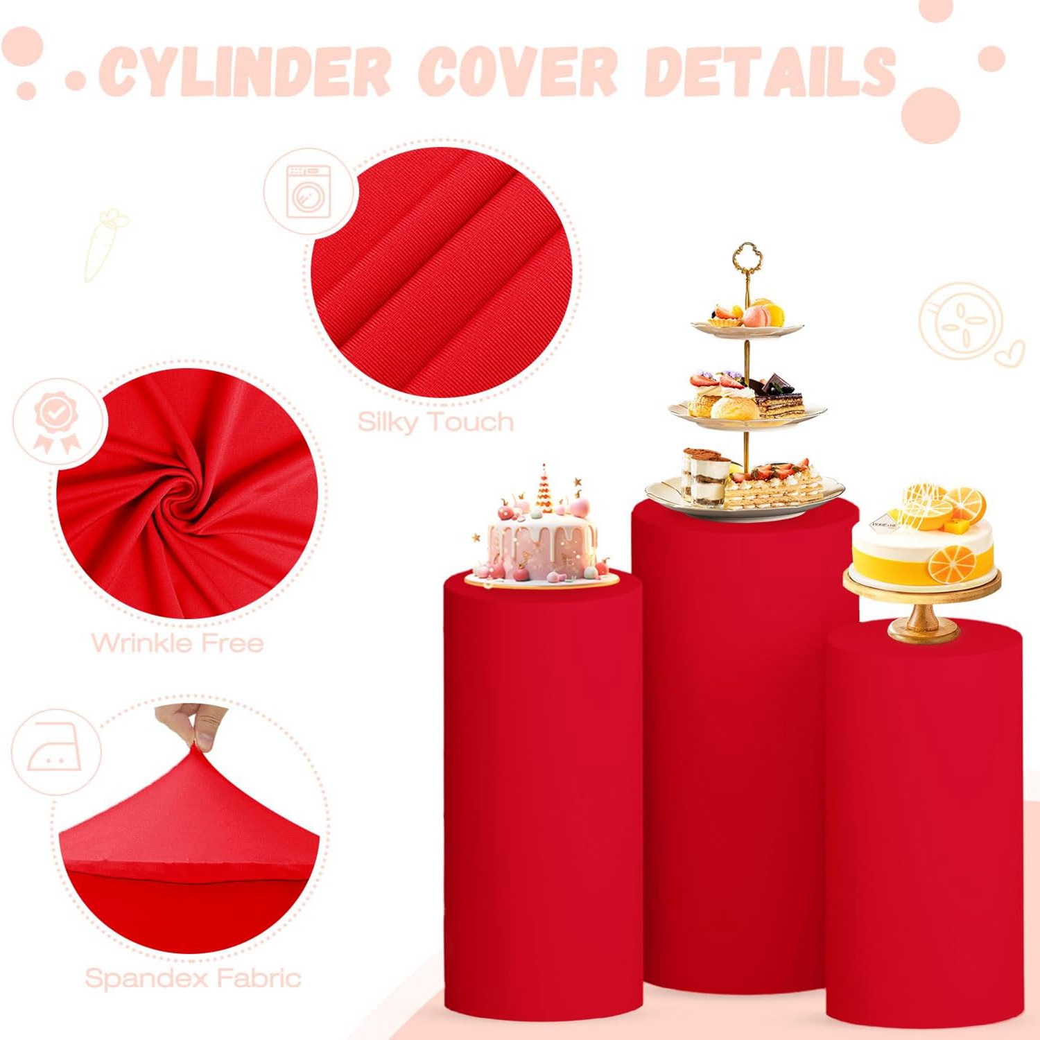 Yeele Red Cylinder Stand Cover - Dessert Table Backdrop review and price