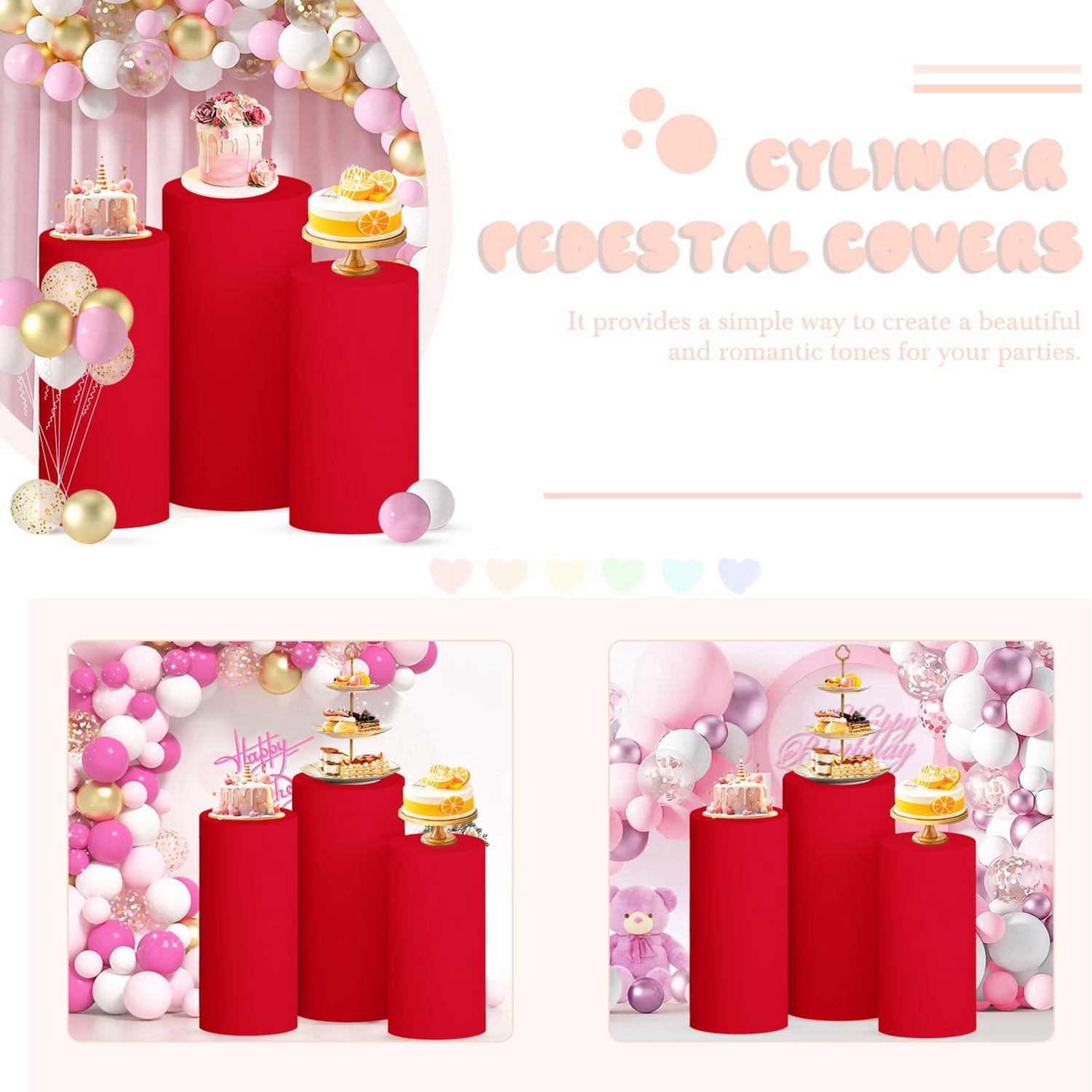 Yeele Red Cylinder Stand Cover - Dessert Table Backdrop review and price