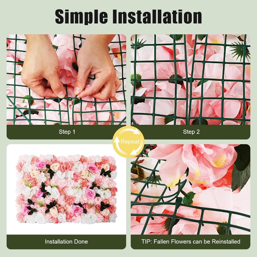 12 Pack Artificial Flower Wall - Flower Wall Panel review and price
