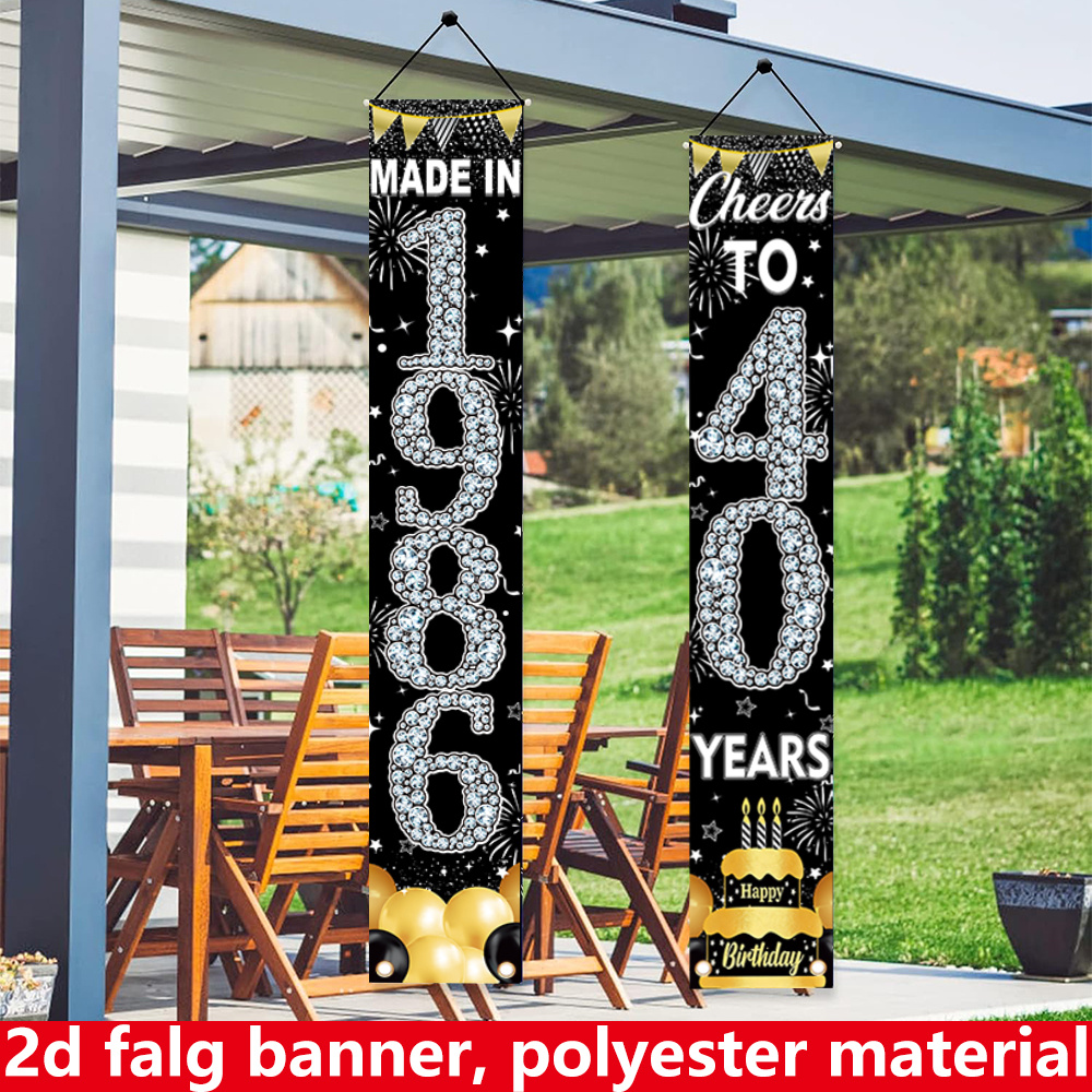 2Pcs 2D Flat 40th Birthday Ban - Party Banner Gold review and price