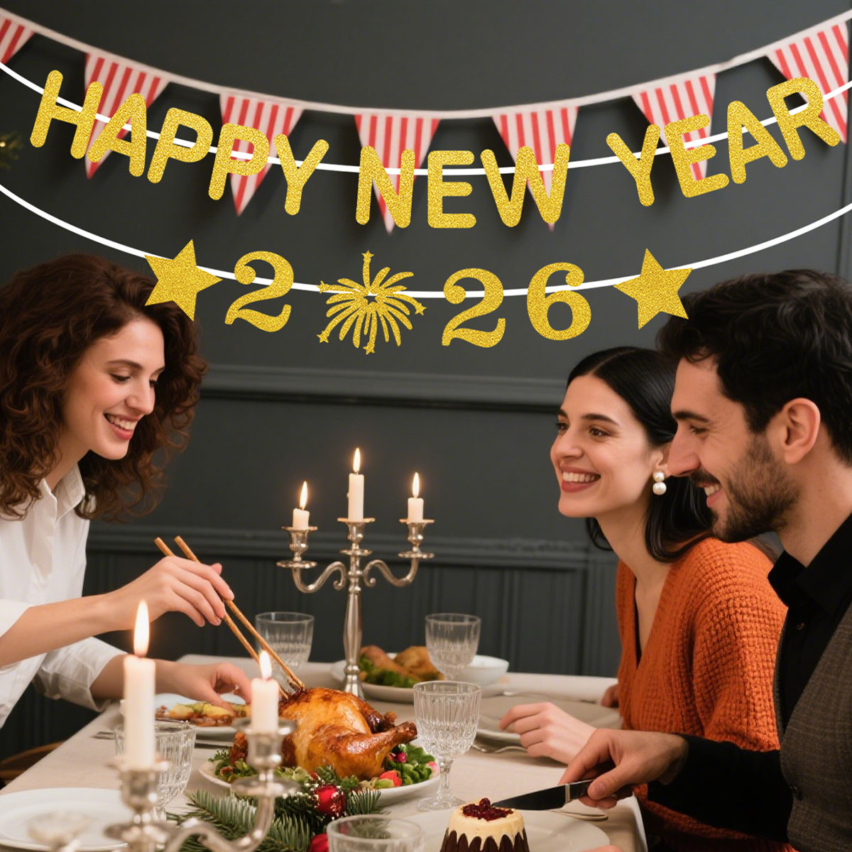 1Set 2026 Happy New Year Decor - Party Banner Gold review and price