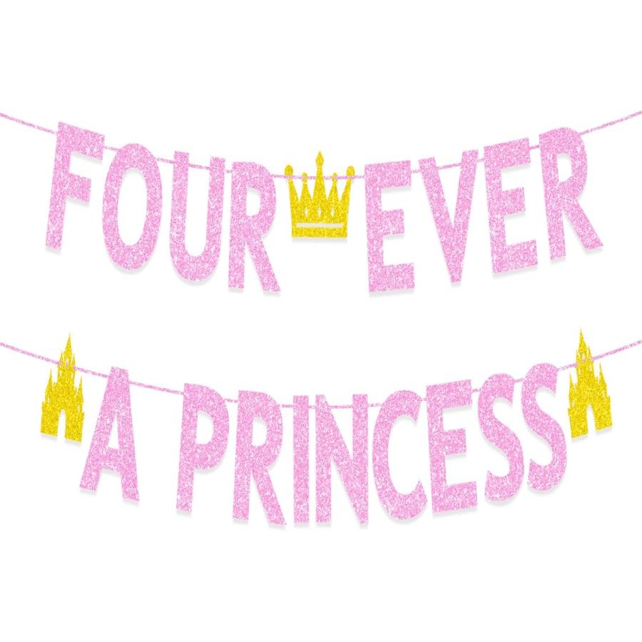 Princess 4th Birthday Decorati - Party Banner Gold review and price