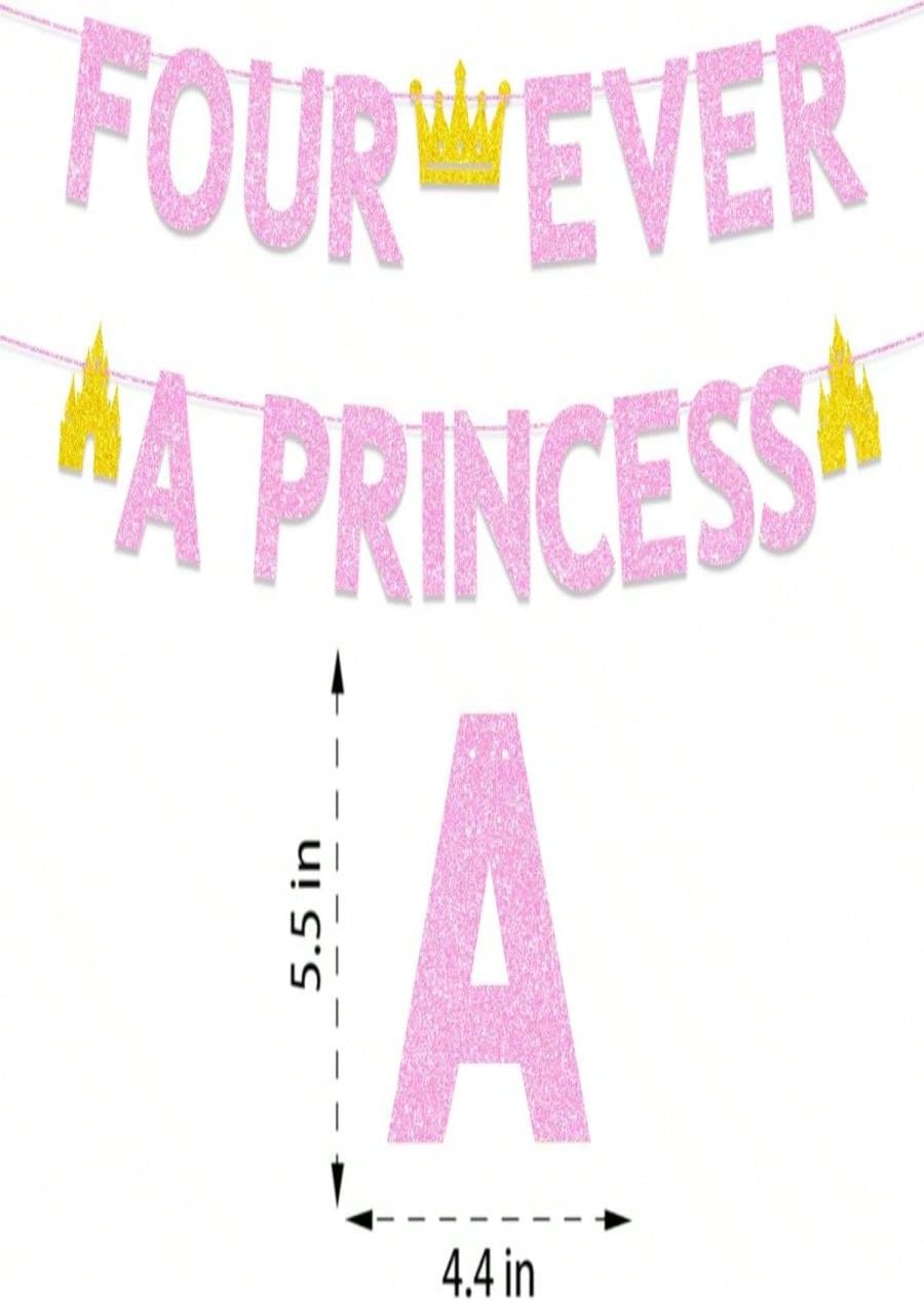 Princess 4th Birthday Decorati - Party Banner Gold review and price