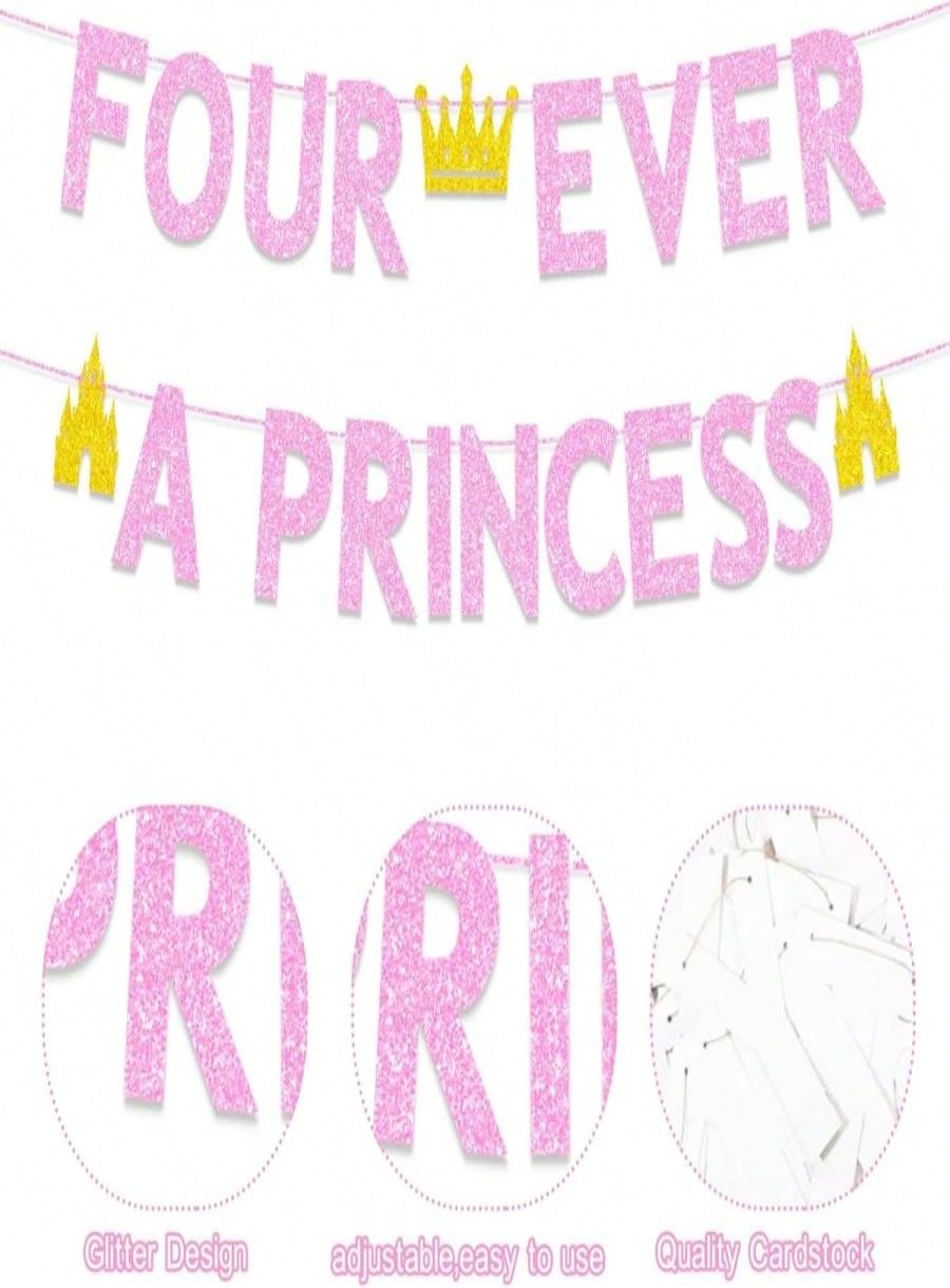 Princess 4th Birthday Decorati - Party Banner Gold review and price