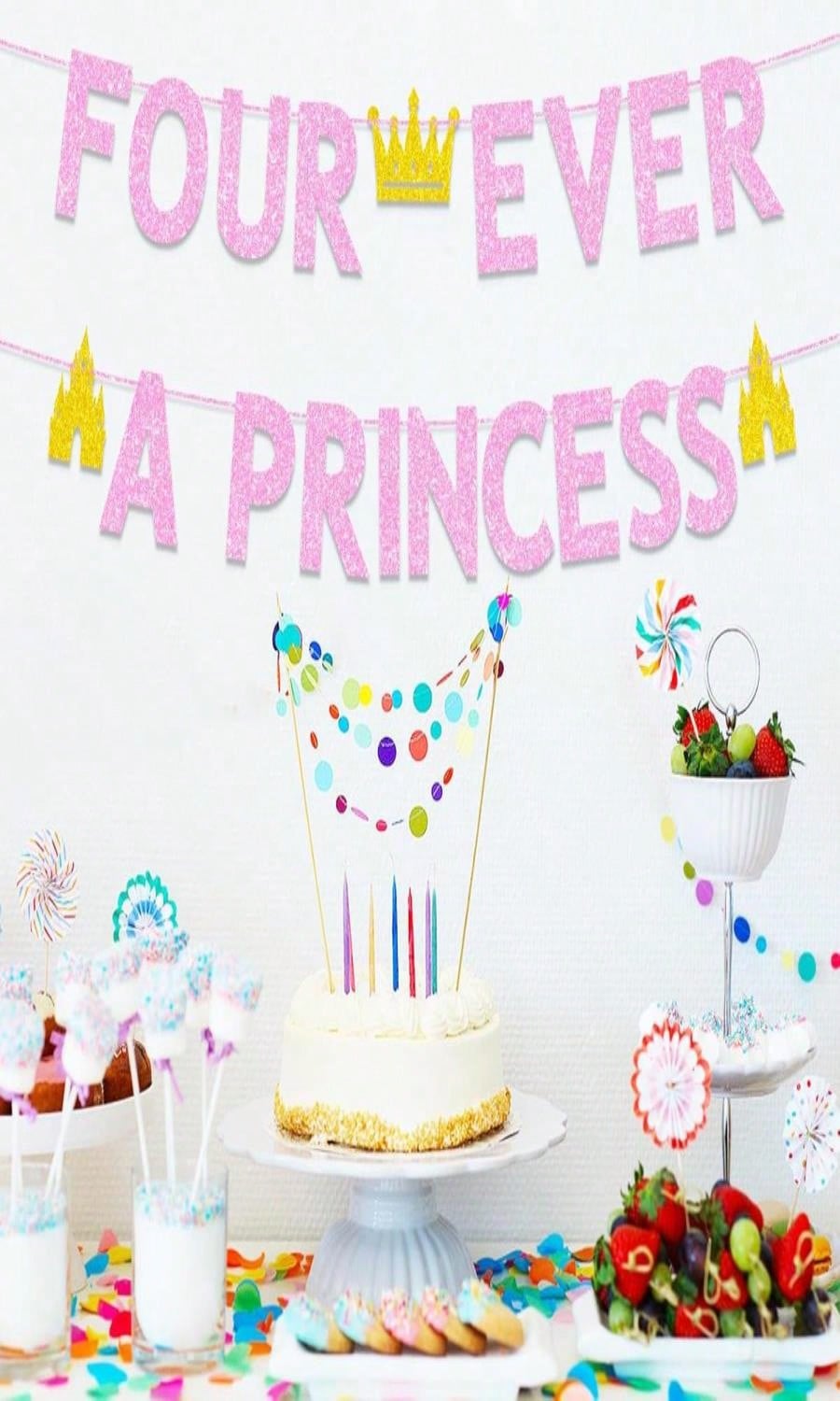 Princess 4th Birthday Decorati - Party Banner Gold review and price