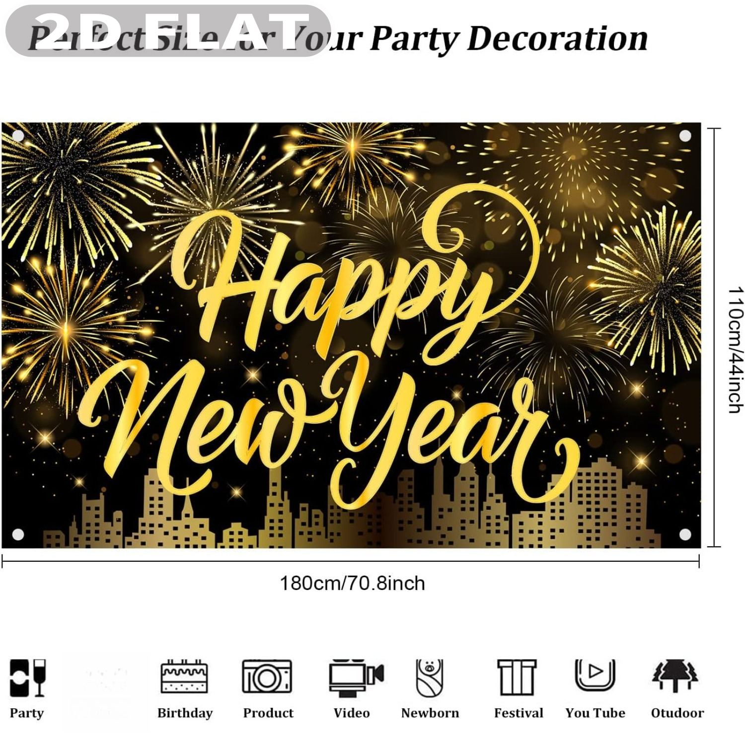 1pc Happy New Year Party Photo - Party Banner Gold review and price