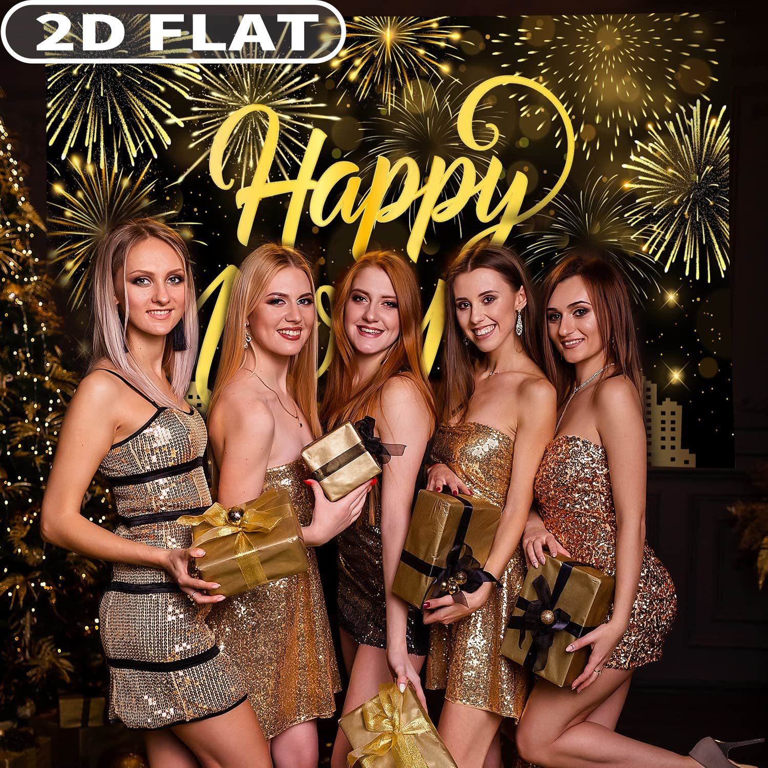 1pc Happy New Year Party Photo - Party Banner Gold review and price