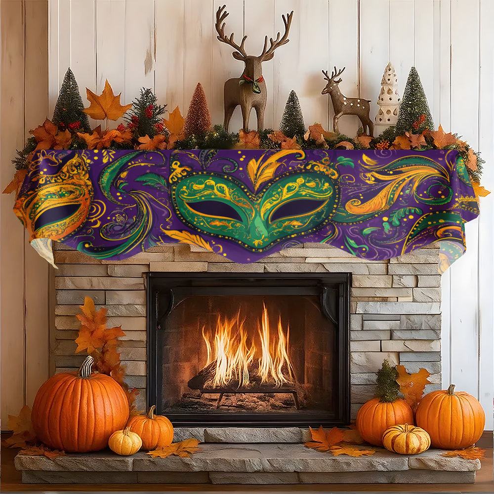 1Pc Carnival Mask Fireplace Sc - Party Banner Gold review and price