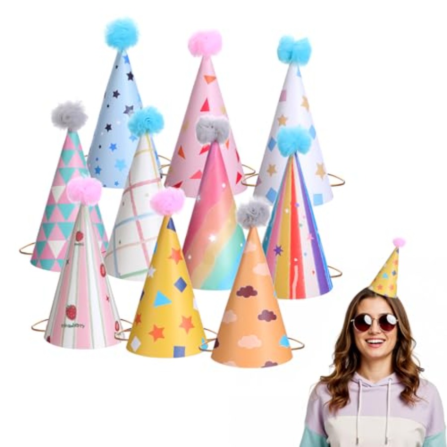10 PCS Birthday Party Hats for - Party Hat Cone review and price