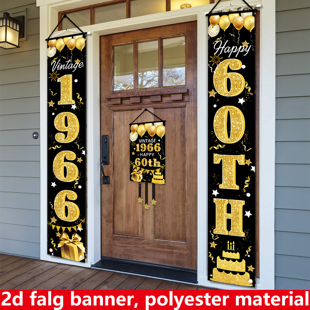 2D Flat 3-Piece 60th Birthday  - Party Banner Gold review and price
