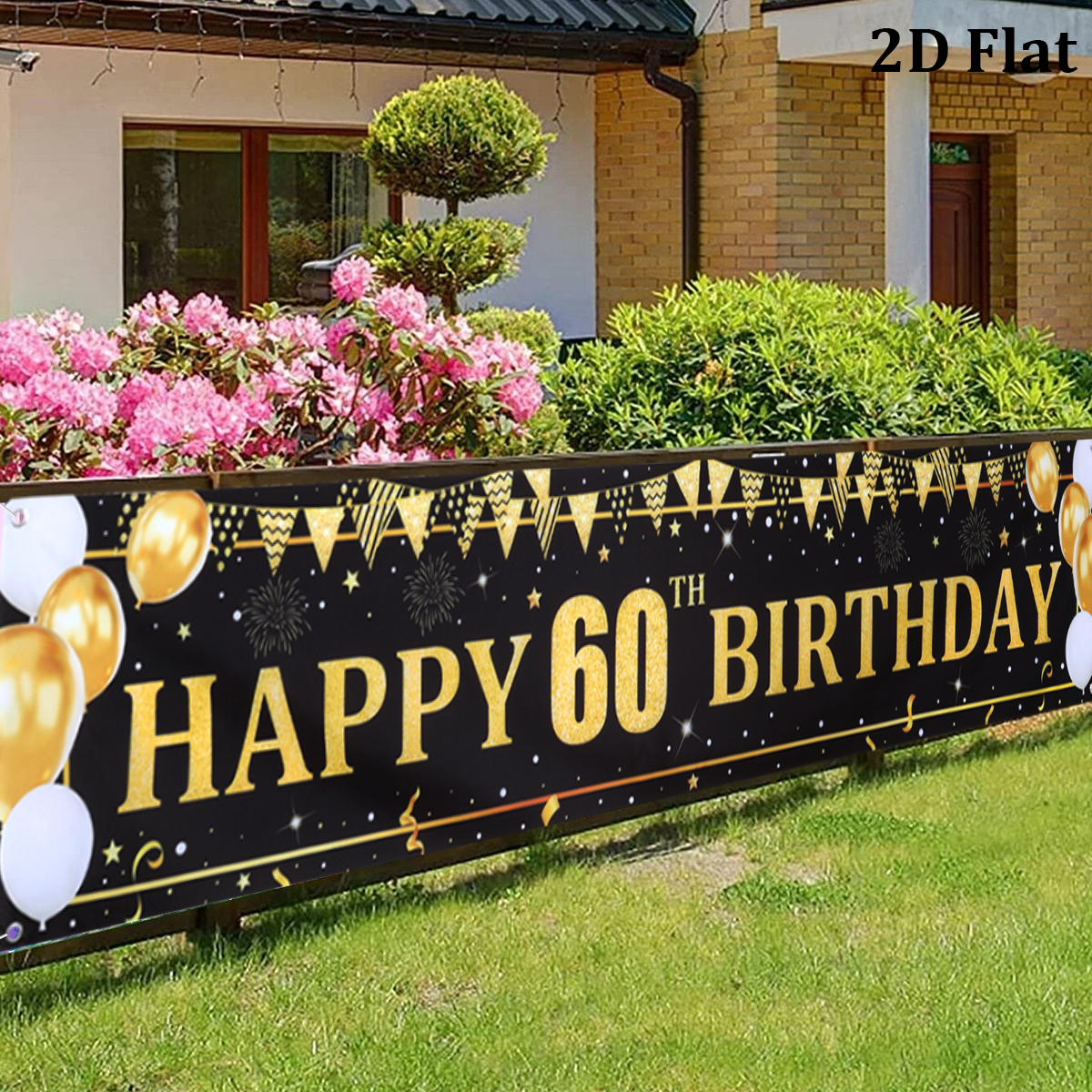 Black Gold Balloons Flags Happ - Party Banner Gold review and price