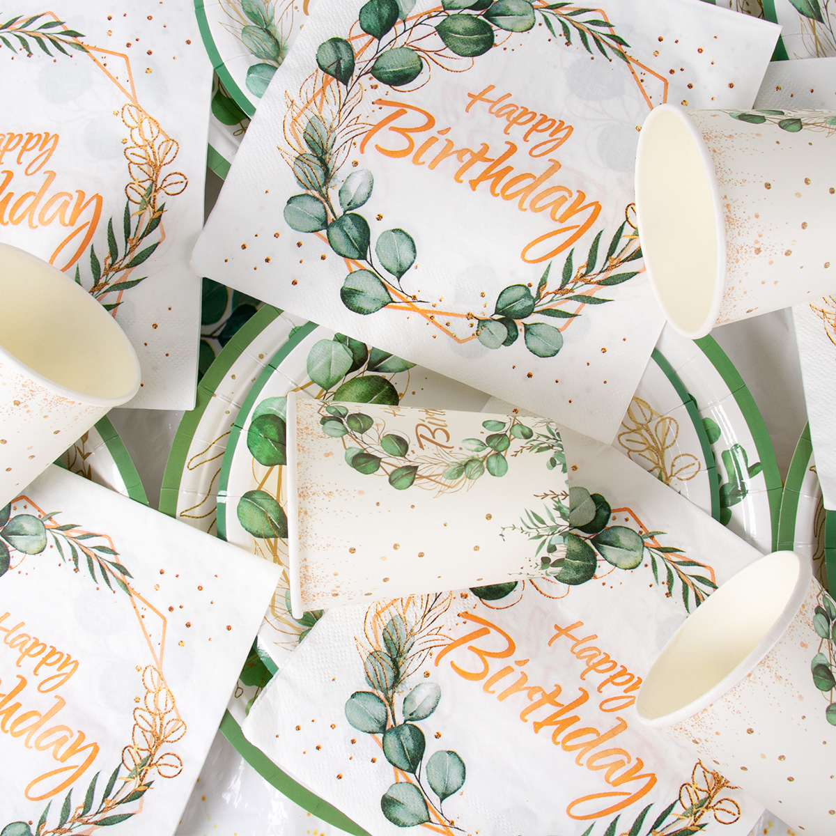 Green Eucalyptus Leaf Happy Bi - Table Cloth Disposable review and price