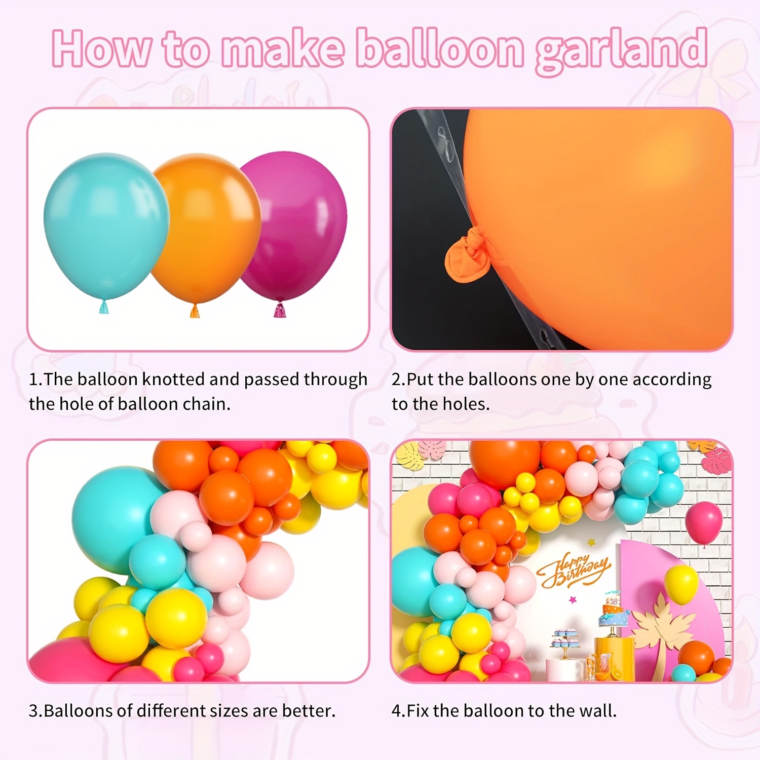 130pcs Pink Yellow Orange Ball - Balloon Arch Kit review and price
