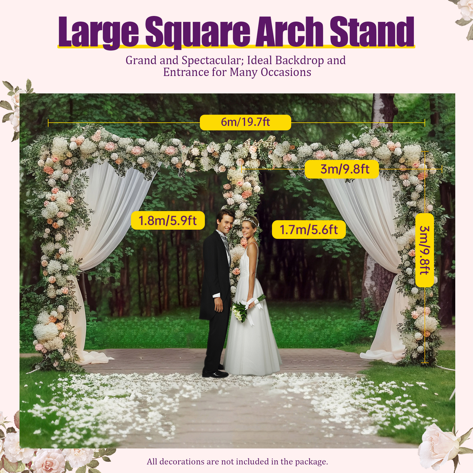 3x6m/10x20ft Metal Wedding Arc - Balloon Arch Kit review and price