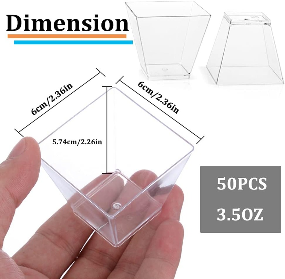 50Pcs Square Mini Plastic Dess - Plastic Cup 50Pcs review and price