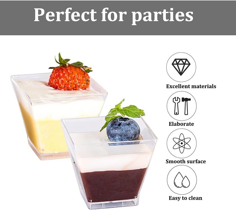 50Pcs Square Mini Plastic Dess - Plastic Cup 50Pcs review and price