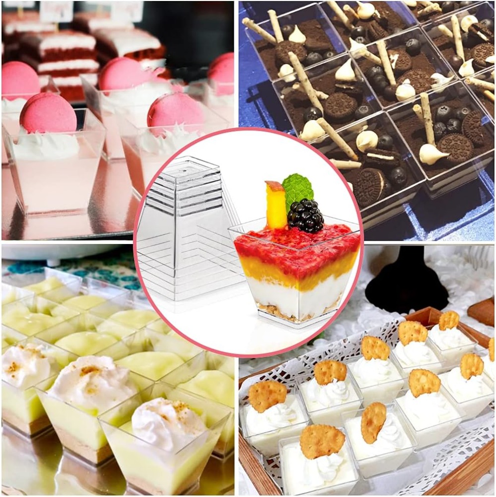 50Pcs Square Mini Plastic Dess - Plastic Cup 50Pcs review and price