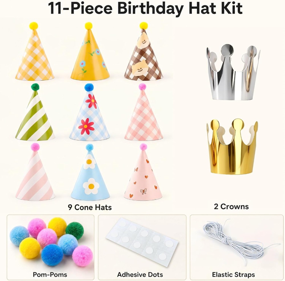 11 Pack Party Hats with Pom Po - Party Hat Cone review and price