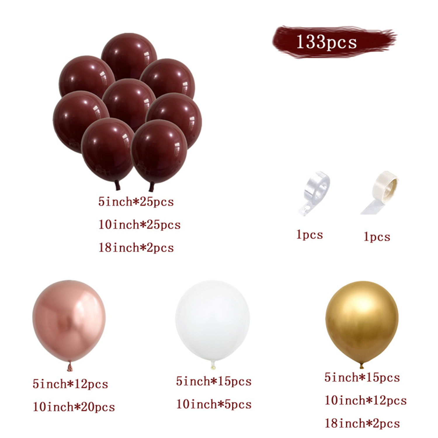 Garnet Balloon Set Garland Arc - Party Event Supplier review and price