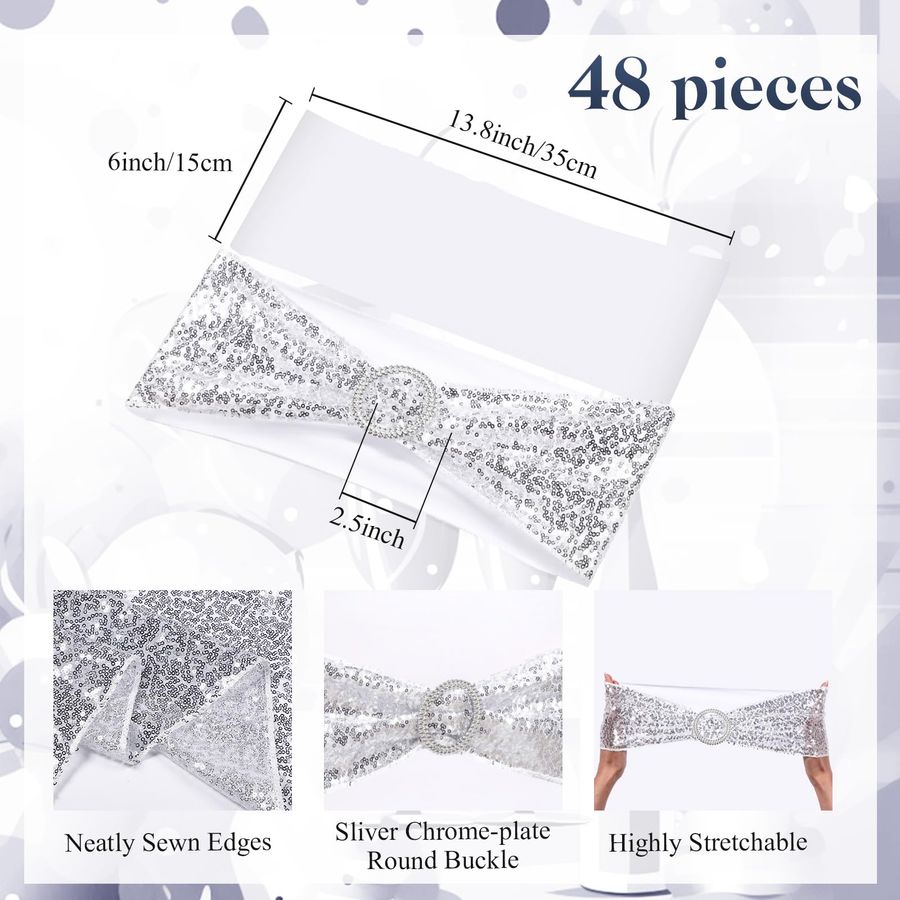54 Pcs Silver Sequin Chair Sas - Birthday Sash Glitter review and price
